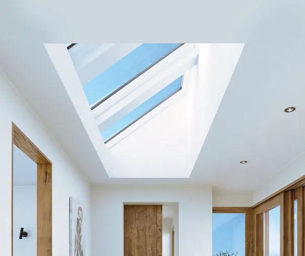 Hallway skylight installation bringing daylight into a Coquitlam home